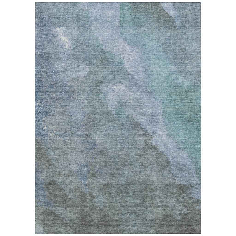 8' X 10' Blue And Gray Abstract Washable Indoor Outdoor Area Rug