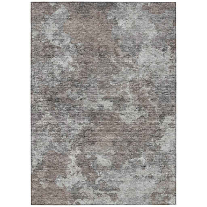 3' X 5' Brown And Ivory Abstract Washable Indoor Outdoor Area Rug