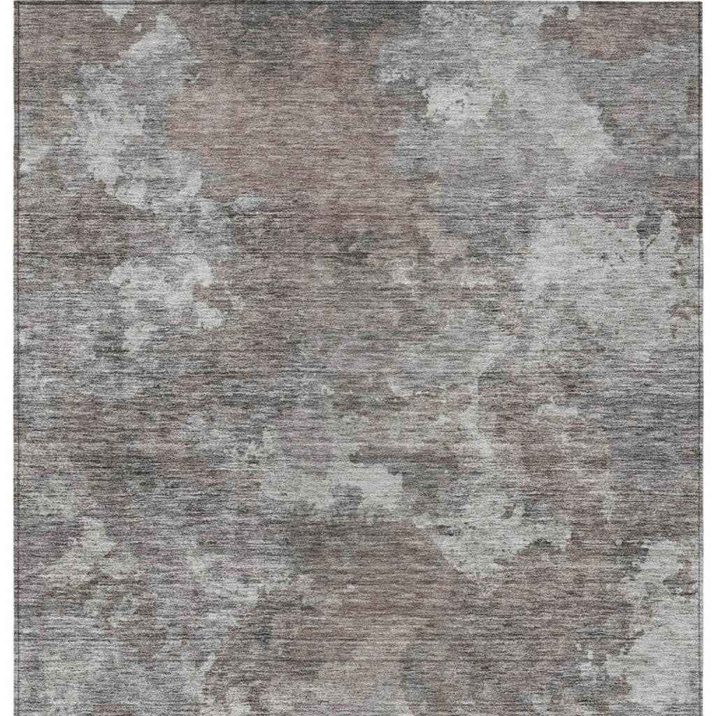 3' X 5' Brown And Ivory Abstract Washable Indoor Outdoor Area Rug