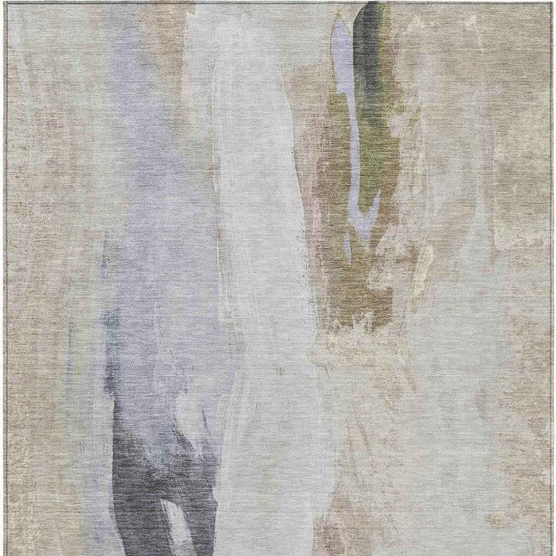5' X 8' Ivory And Charcoal Abstract Washable Indoor Outdoor Area Rug