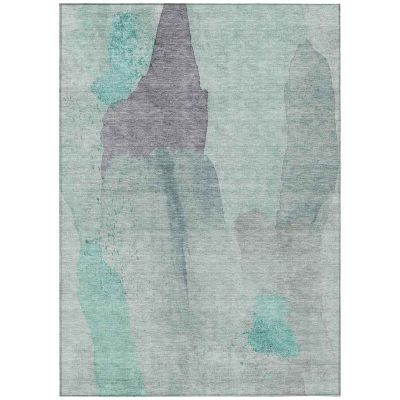 8' X 10' Teal Blue And Aqua Abstract Washable Indoor Outdoor Area Rug
