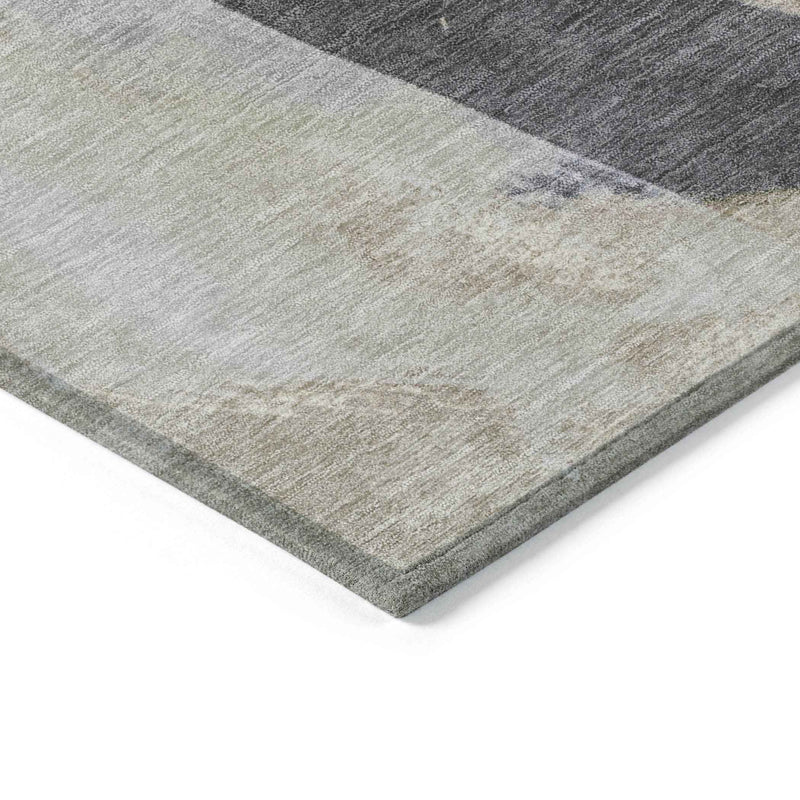10' X 14' Ivory And Charcoal Abstract Washable Indoor Outdoor Area Rug