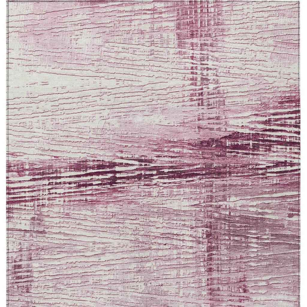 10' X 14' Blush And Ivory Striped Washable Indoor Outdoor Area Rug