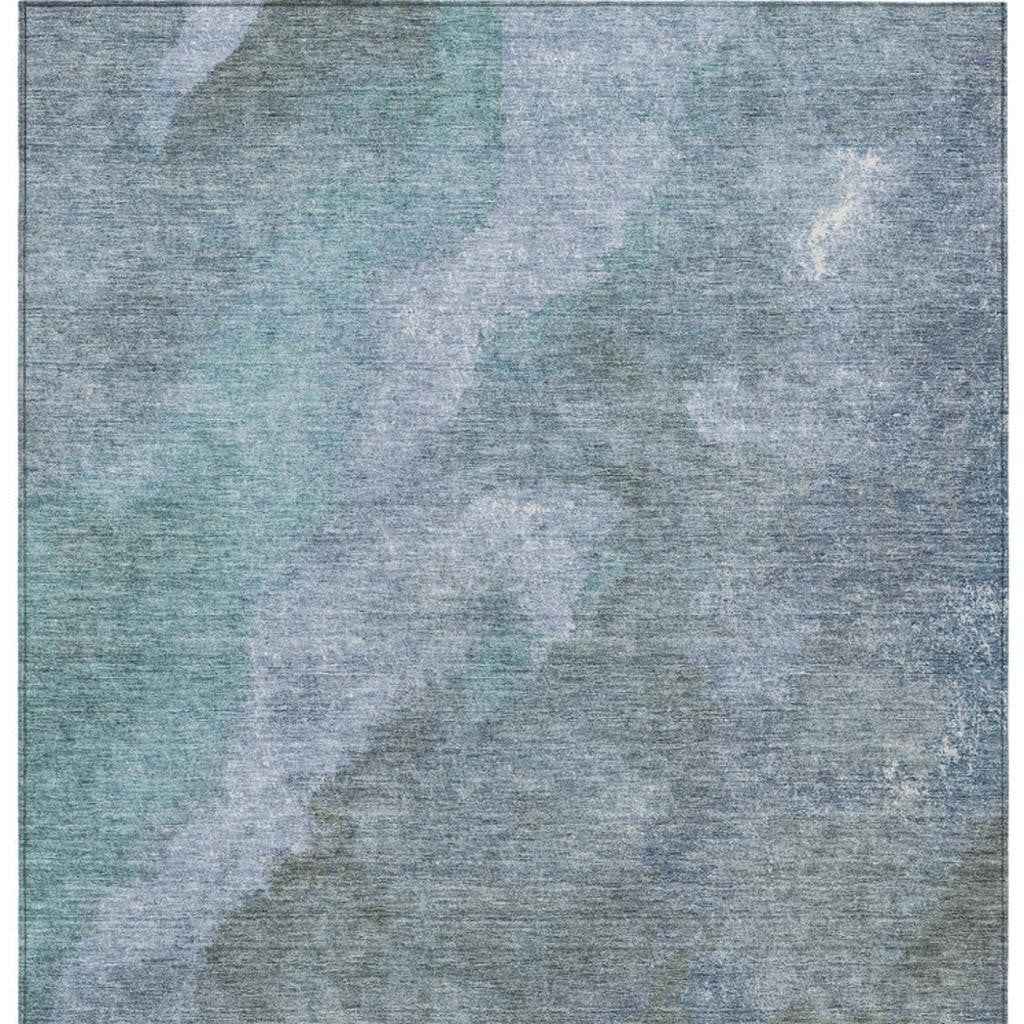 5' X 8' Blue And Gray Abstract Washable Indoor Outdoor Area Rug