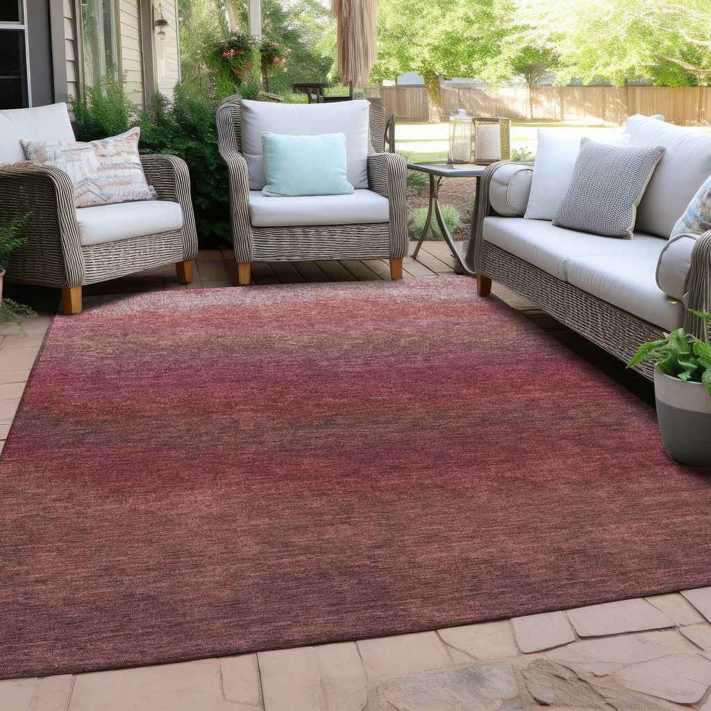 3' X 5' Red And Blush Ombre Washable Indoor Outdoor Area Rug