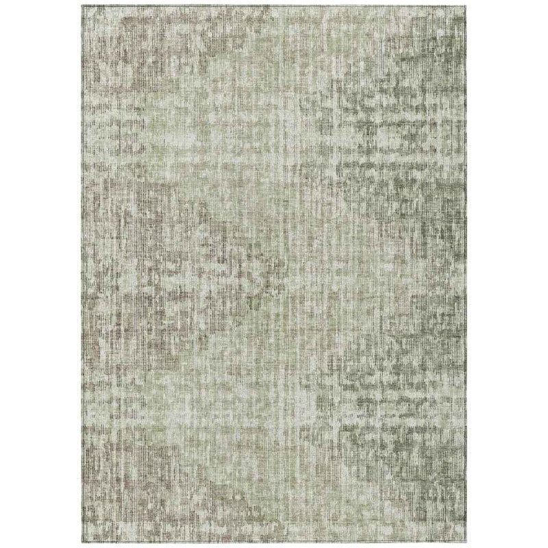 10' X 14' Fern Green And Ivory Geometric Washable Indoor Outdoor Area Rug