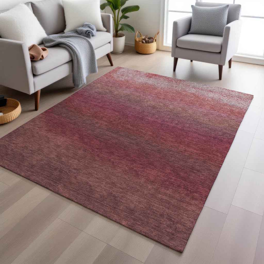 3' X 5' Red And Blush Ombre Washable Indoor Outdoor Area Rug
