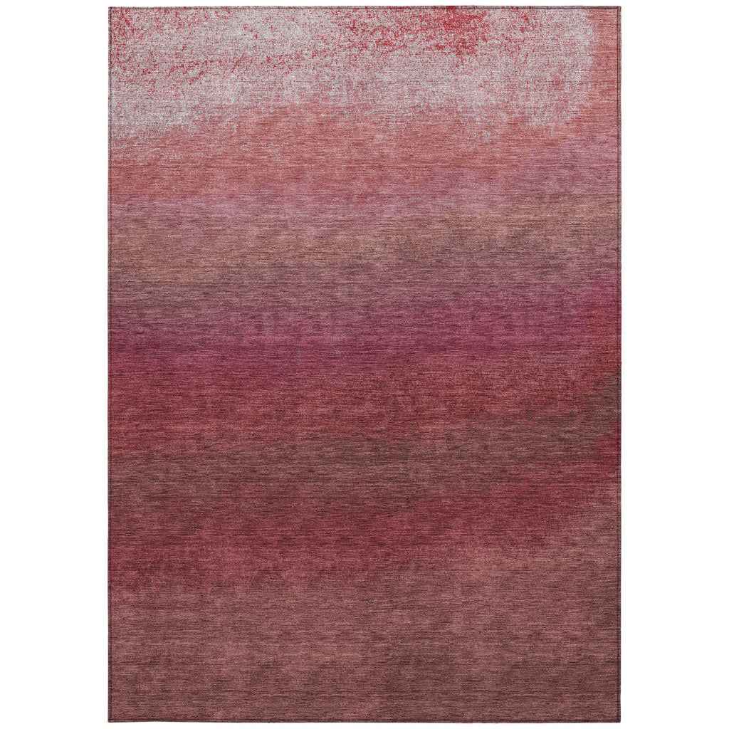 3' X 5' Red And Blush Ombre Washable Indoor Outdoor Area Rug