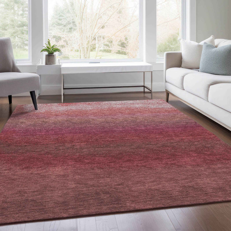 3' X 5' Red And Blush Ombre Washable Indoor Outdoor Area Rug