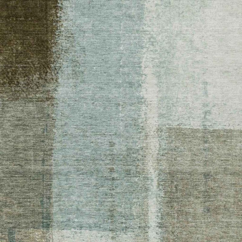 9' X 12' Pale Aqua And Beige Abstract Washable Indoor Outdoor Area Rug