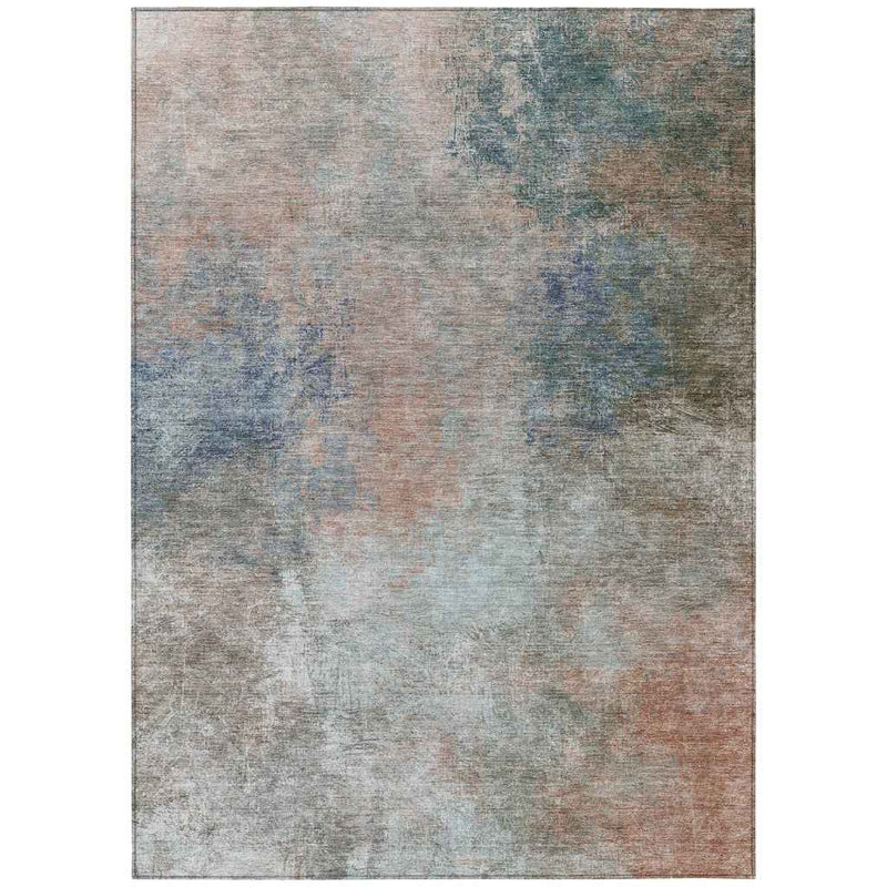 10' X 14' Copper And Navy Blue Abstract Washable Indoor Outdoor Area Rug