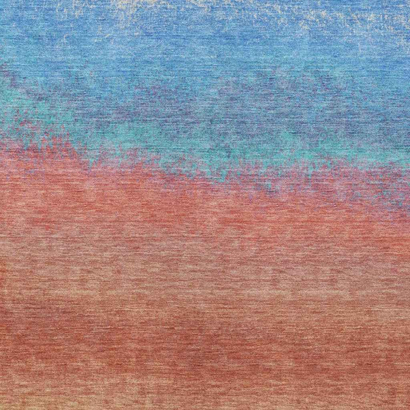 9' X 12' Coral And Blue Ombre Washable Indoor Outdoor Area Rug