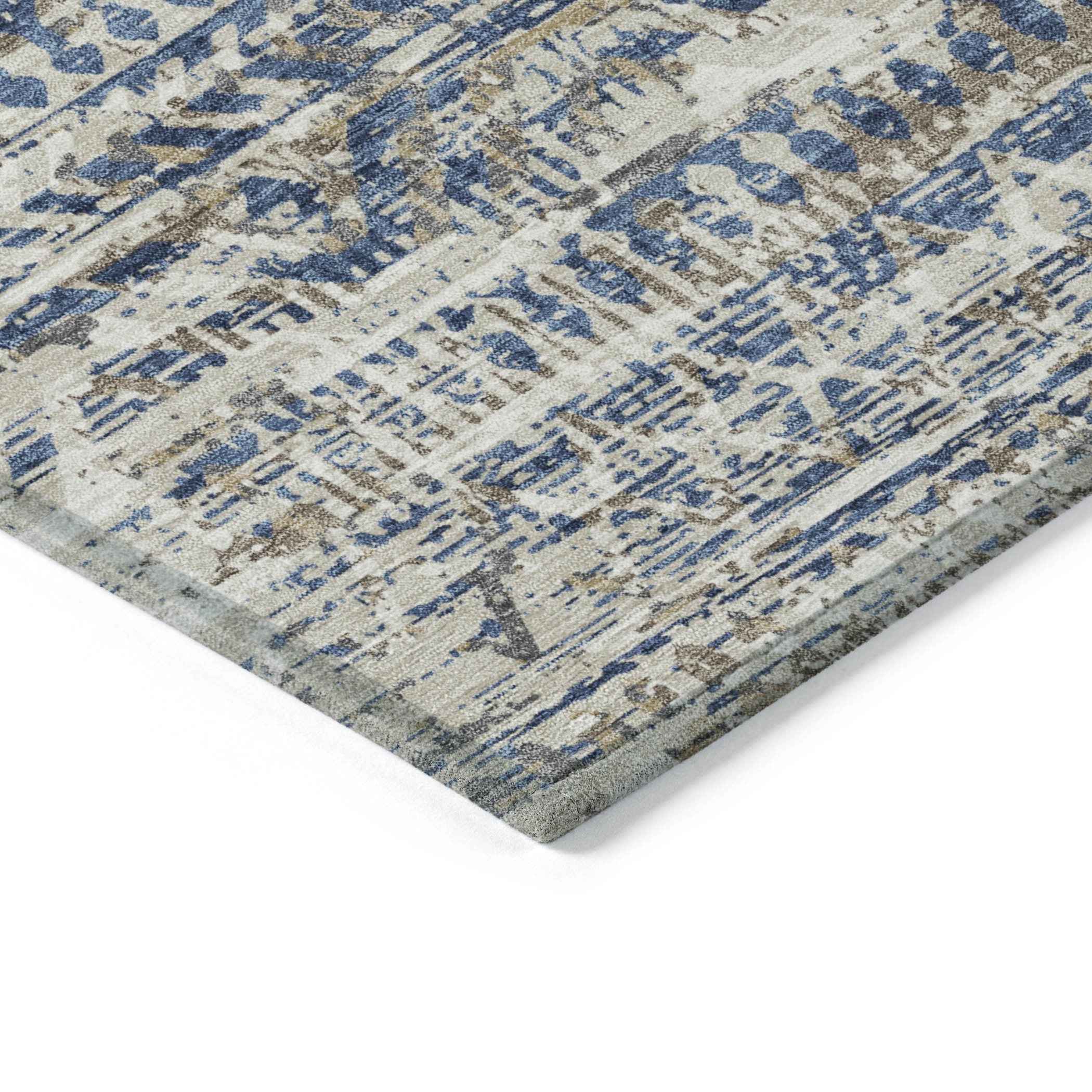 8' X 10' Blue And Beige Moroccan Washable Indoor Outdoor Area Rug