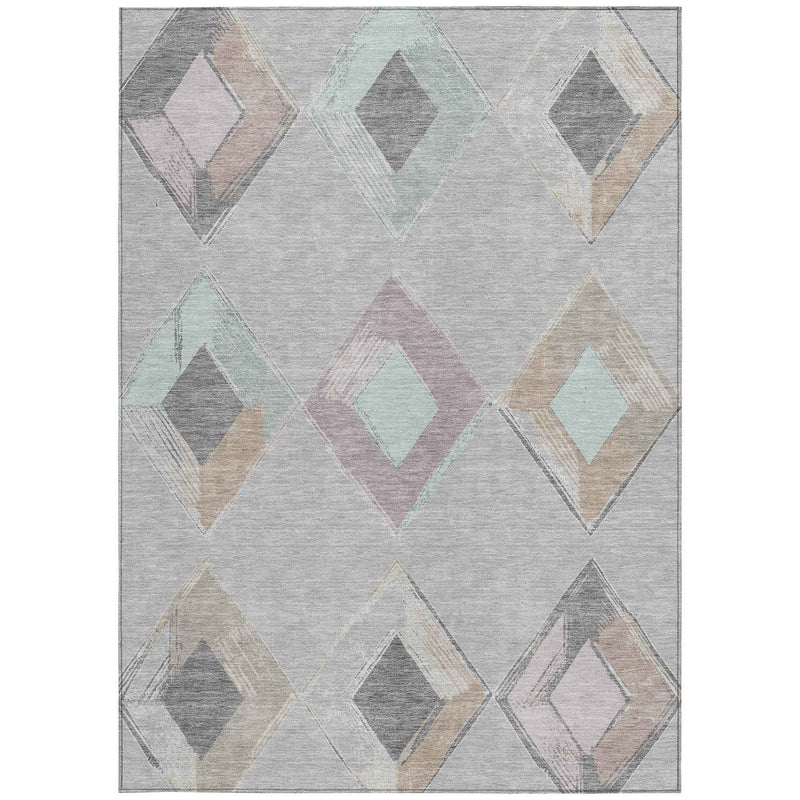 9' X 12' Gray Beige And Taupe Geometric Washable Indoor Outdoor Area Rug