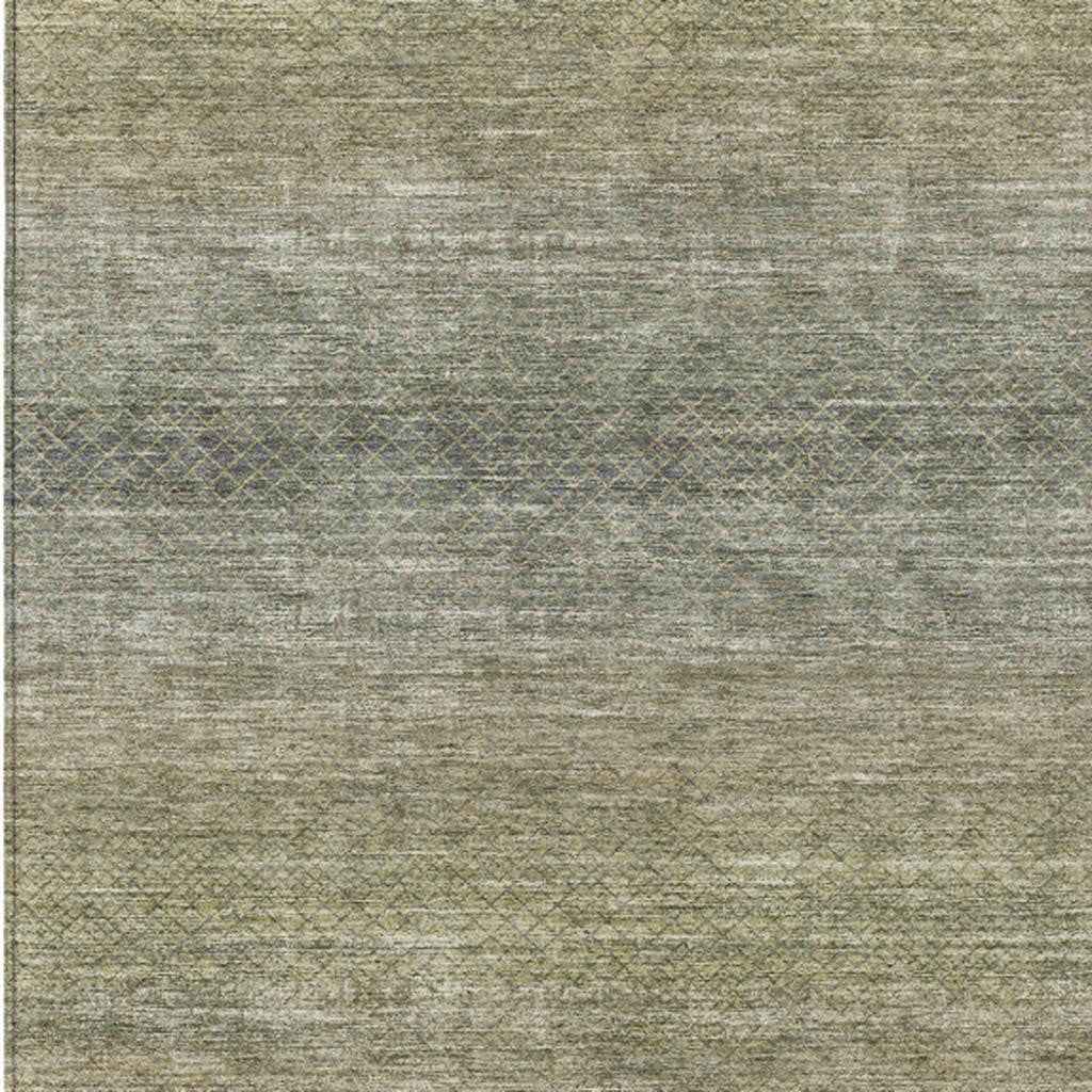 8' X 10' Fern Green And Gray Geometric Washable Indoor Outdoor Area Rug