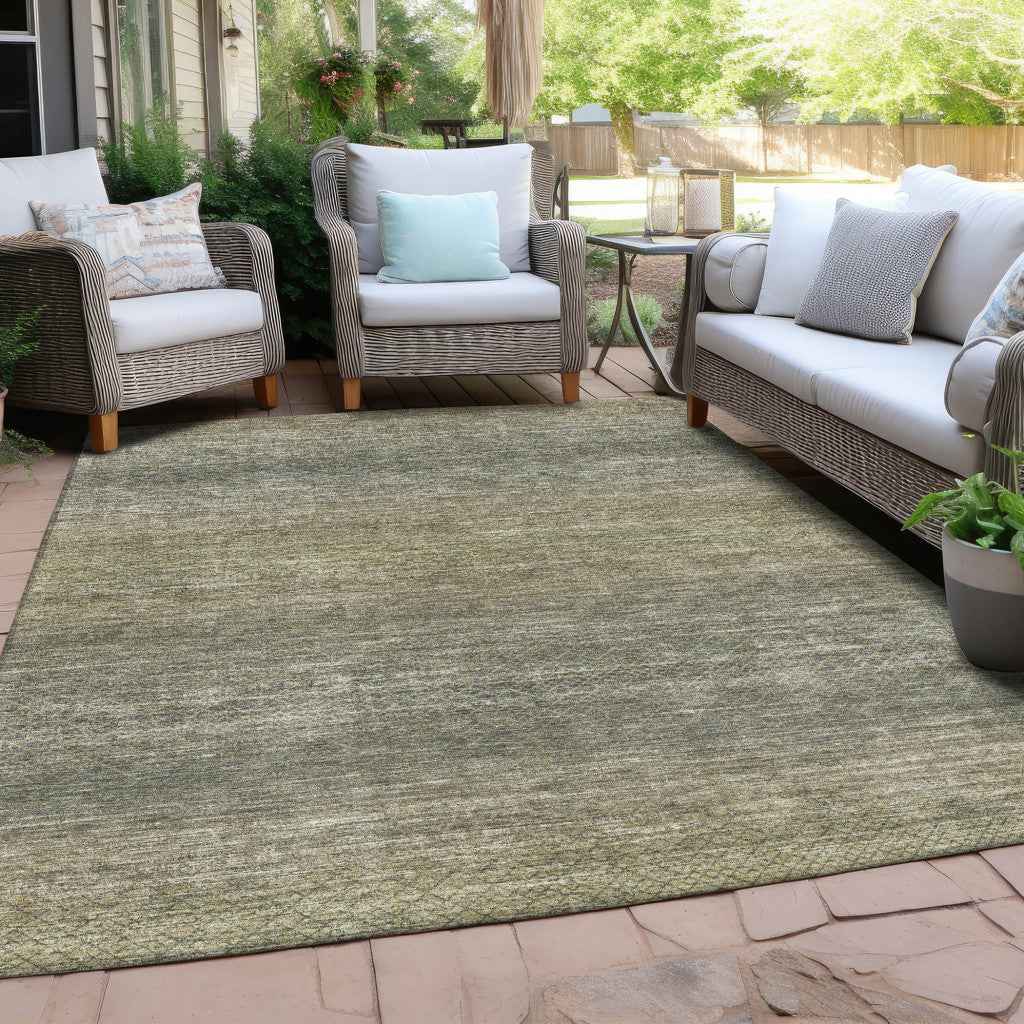 8' X 10' Fern Green And Gray Geometric Washable Indoor Outdoor Area Rug