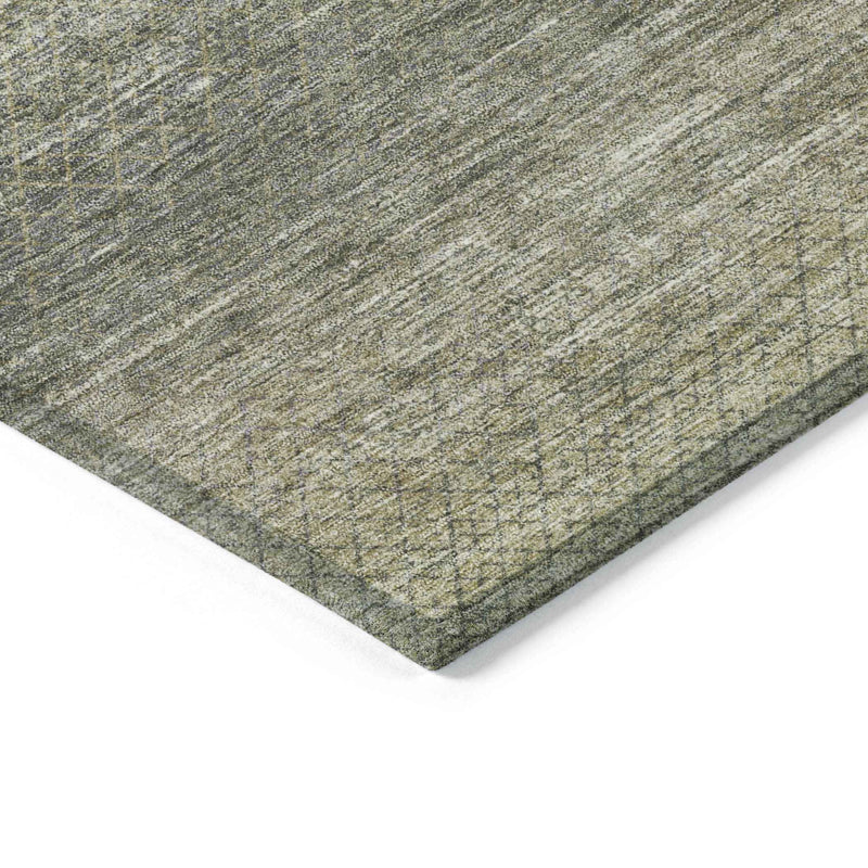 8' X 10' Fern Green And Gray Geometric Washable Indoor Outdoor Area Rug