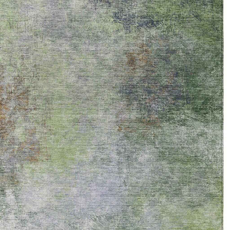 9' X 12' Fern Green And Copper Abstract Washable Indoor Outdoor Area Rug