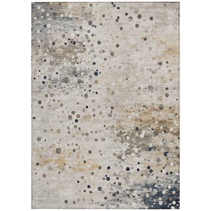 8' X 10' Ivory And Taupe Abstract Washable Indoor Outdoor Area Rug