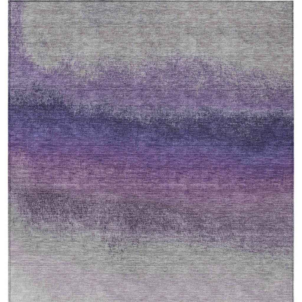 9' X 12' Lavender And Gray Ombre Washable Indoor Outdoor Area Rug