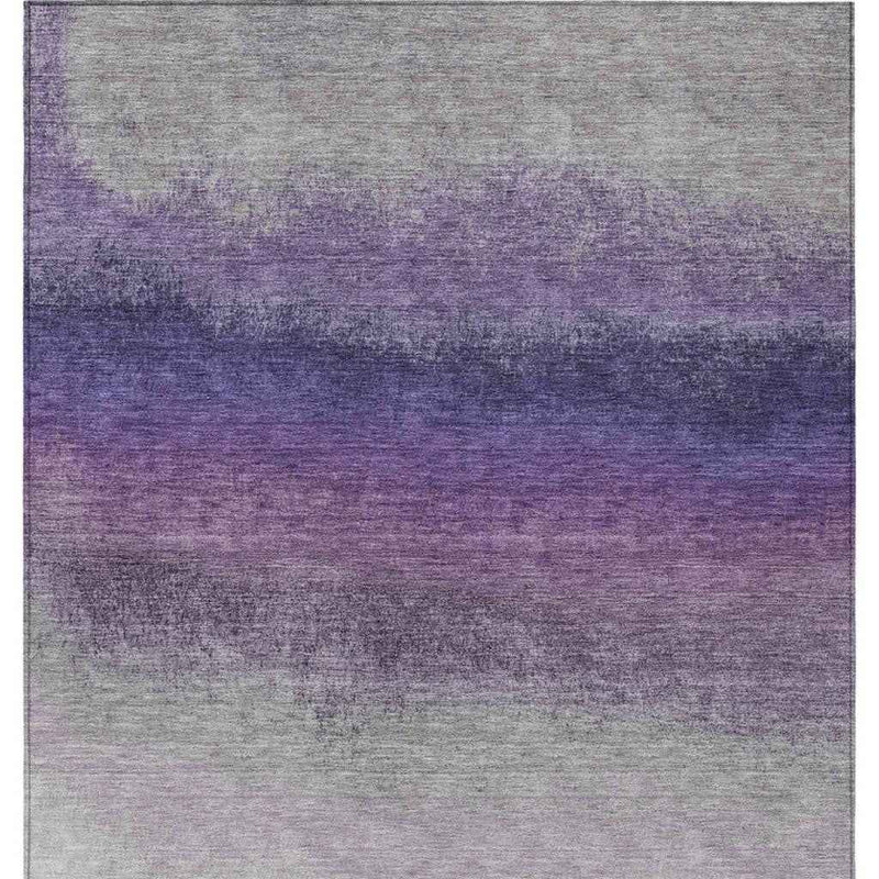 9' X 12' Lavender And Gray Ombre Washable Indoor Outdoor Area Rug