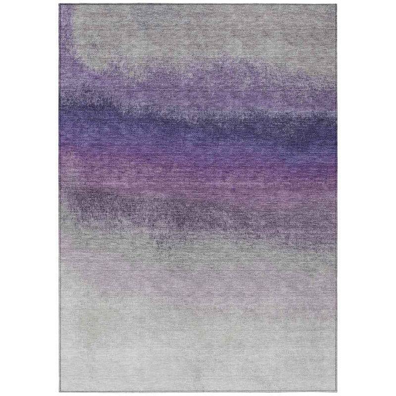 8' X 10' Lavender And Gray Ombre Washable Indoor Outdoor Area Rug