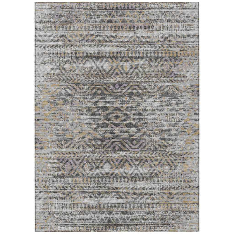 9' X 12' Gray And Beige Moroccan Washable Indoor Outdoor Area Rug