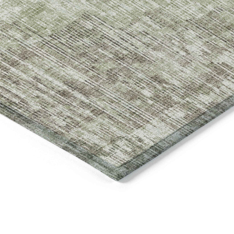 5' X 8' Fern Green And Ivory Geometric Washable Indoor Outdoor Area Rug
