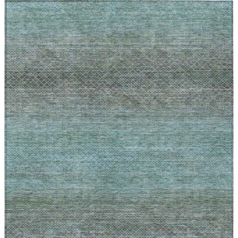 10' X 14' Teal Blue And Brown Geometric Washable Indoor Outdoor Area Rug