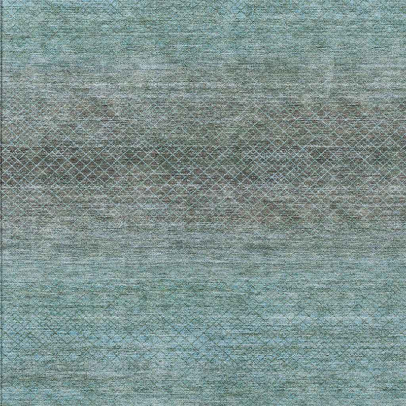 10' X 14' Teal Blue And Brown Geometric Washable Indoor Outdoor Area Rug