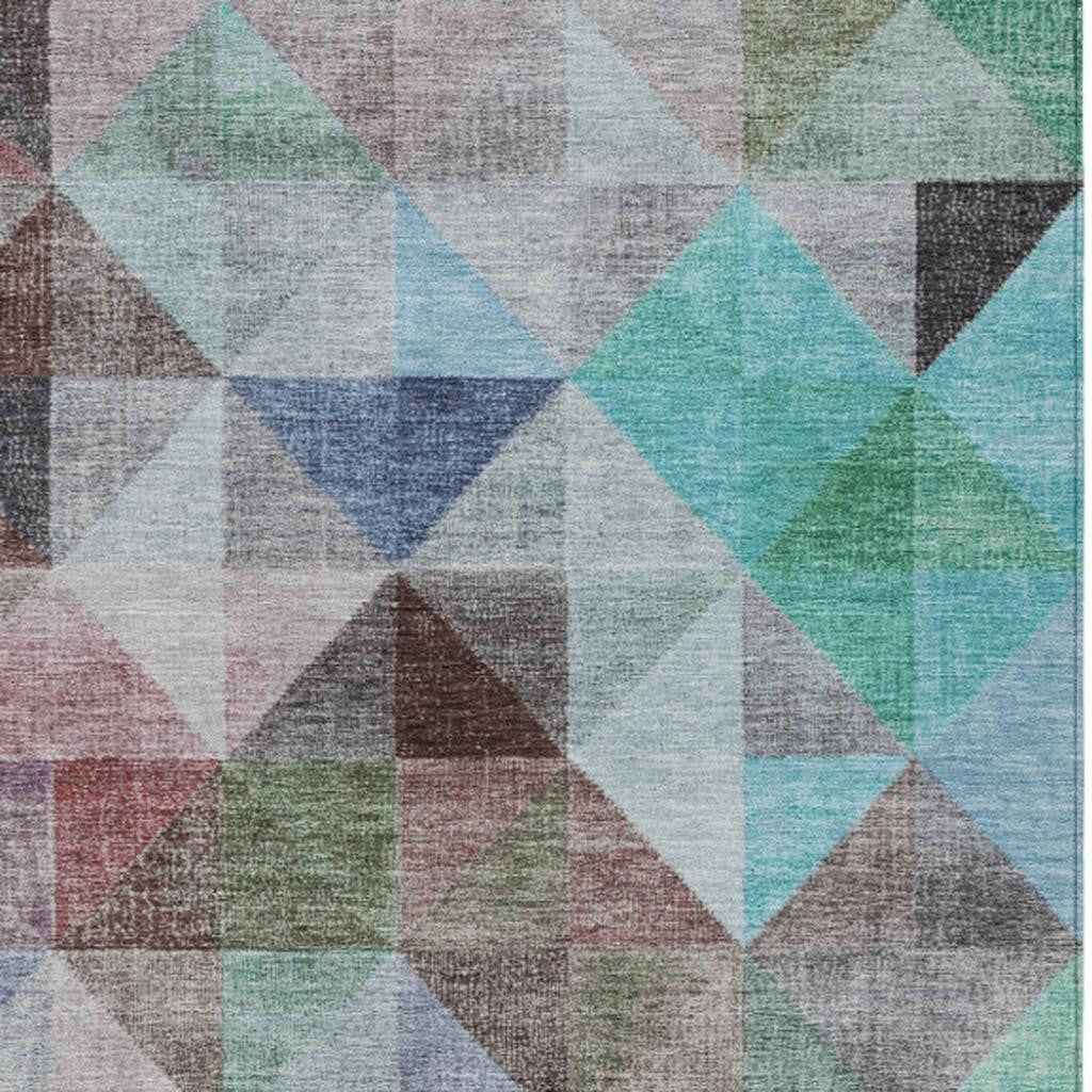 3' X 5' Silver Blue And Purple Geometric Washable Indoor Outdoor Area Rug