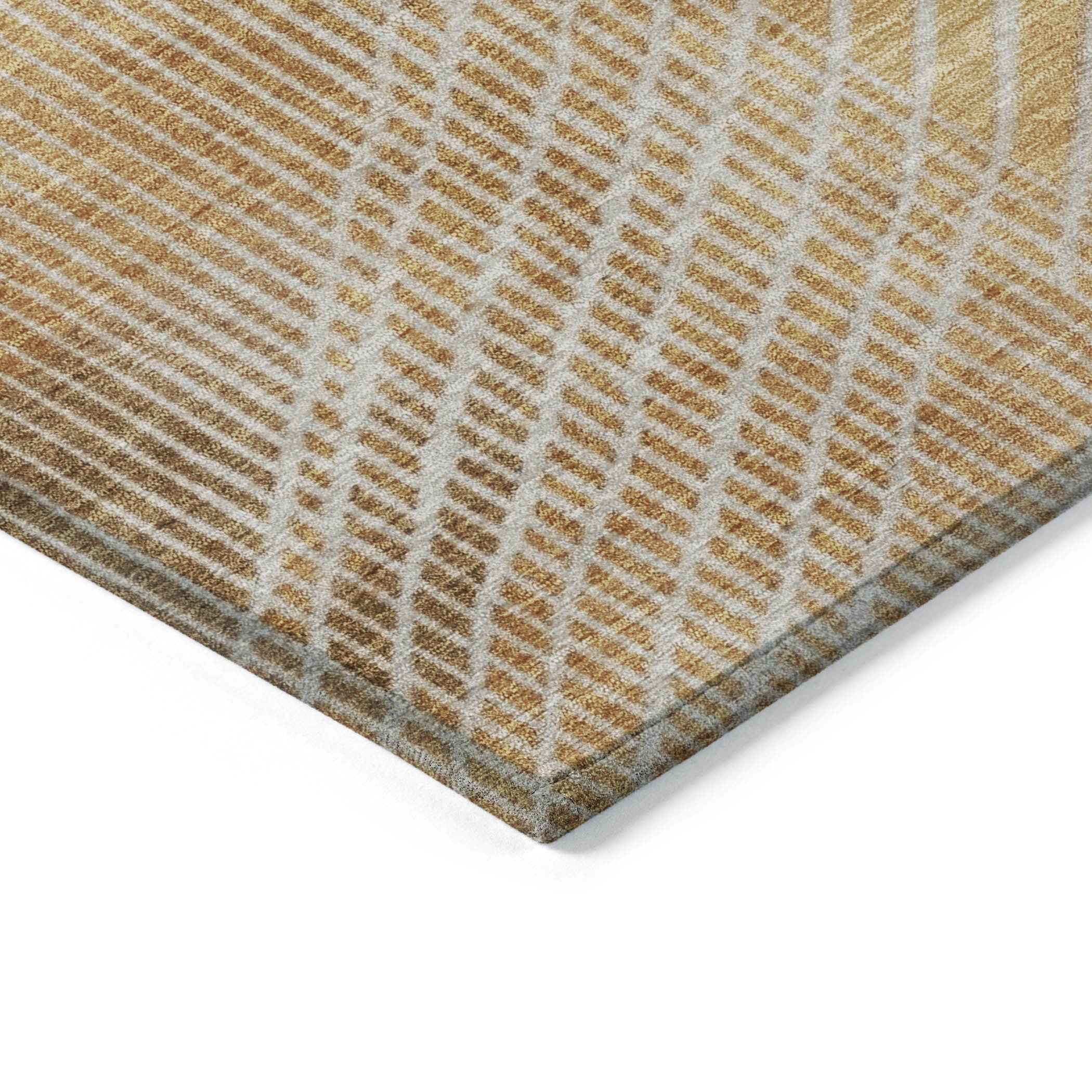 10' X 14' Gold And Ivory Geometric Washable Indoor Outdoor Area Rug