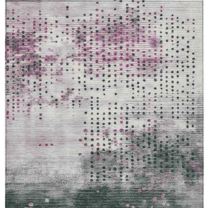 9' X 12' Blush And Emerald Geometric Washable Indoor Outdoor Area Rug