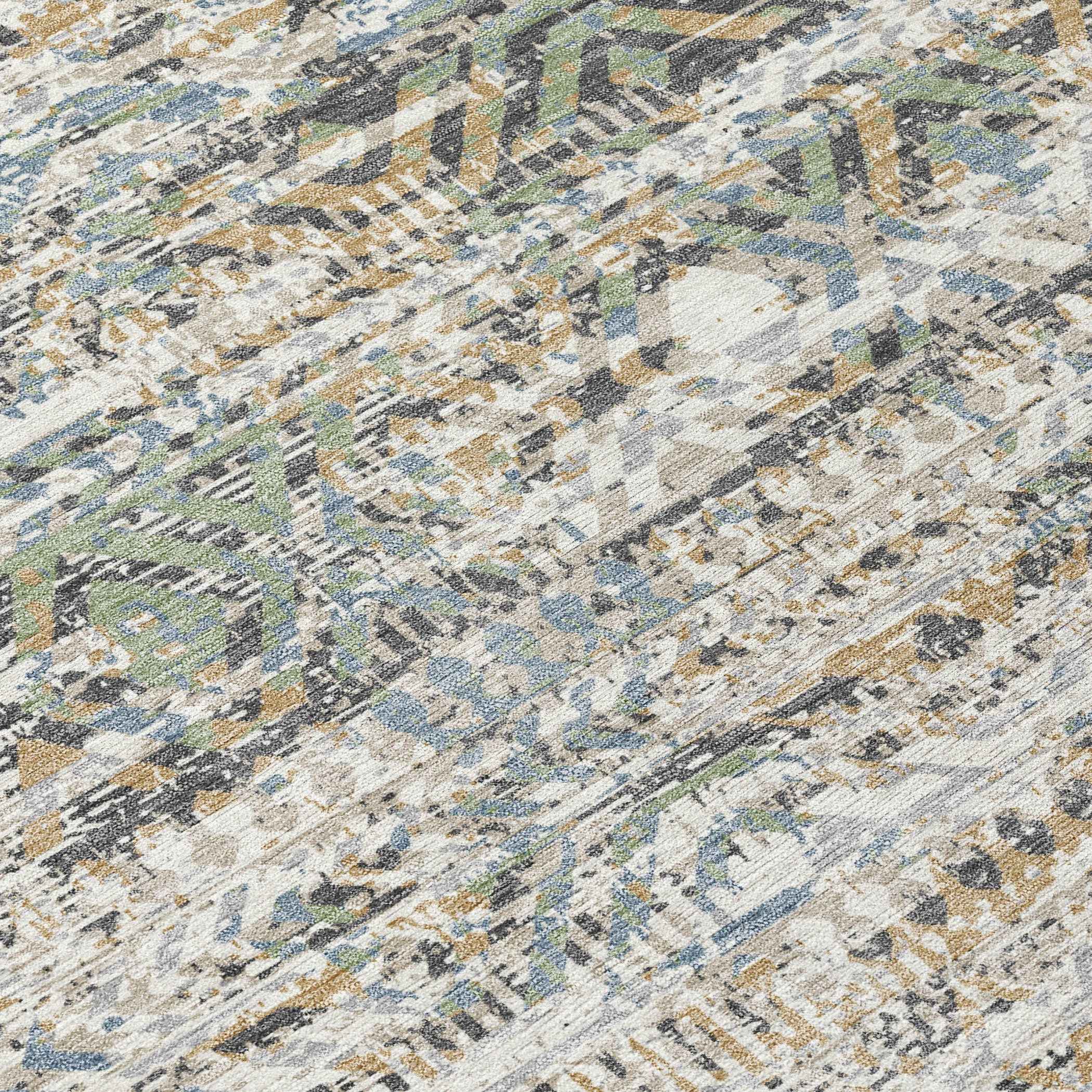 8' Ivory And Beige Round Moroccan Washable Indoor Outdoor Area Rug