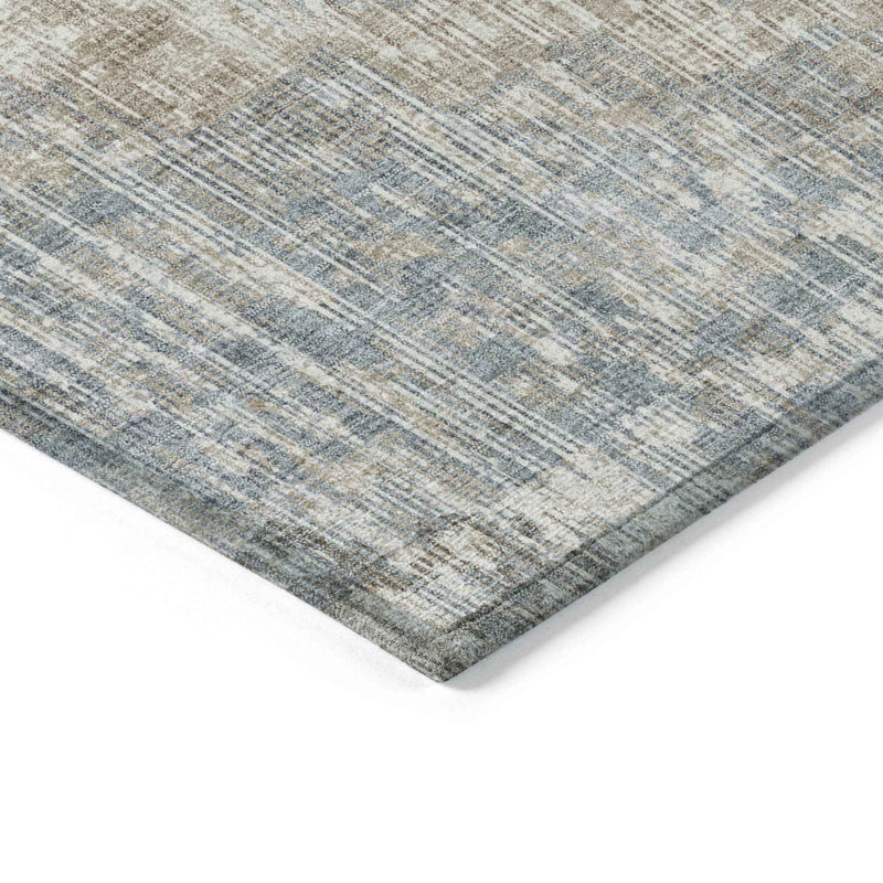5' X 8' Beige And Gray Geometric Washable Indoor Outdoor Area Rug