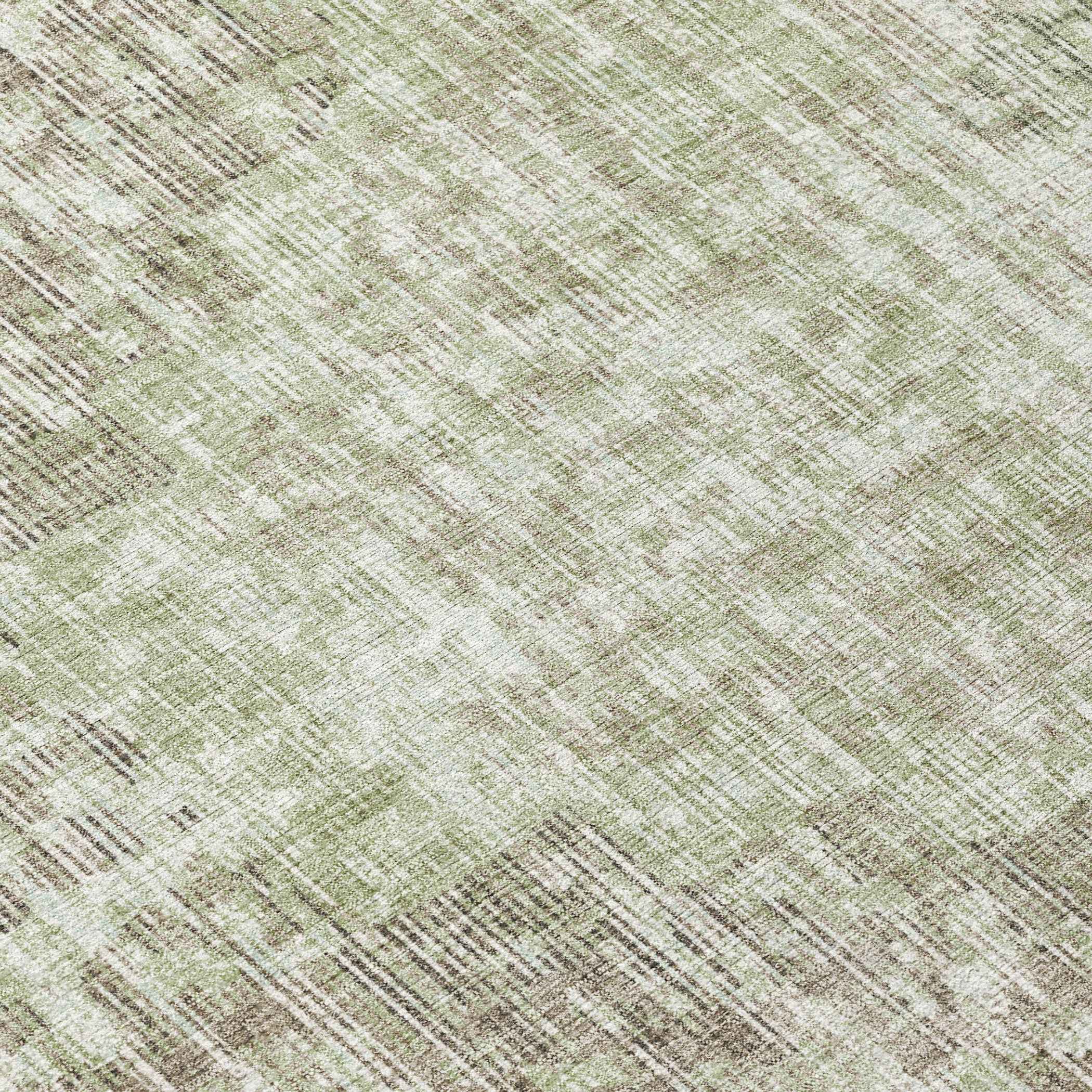 8' Fern Green And Ivory Round Geometric Washable Indoor Outdoor Area Rug