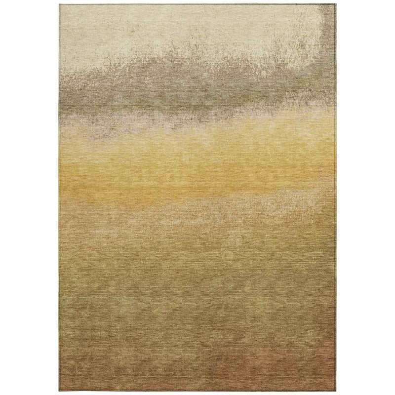 3' X 5' Gold And Wheat Ombre Washable Indoor Outdoor Area Rug