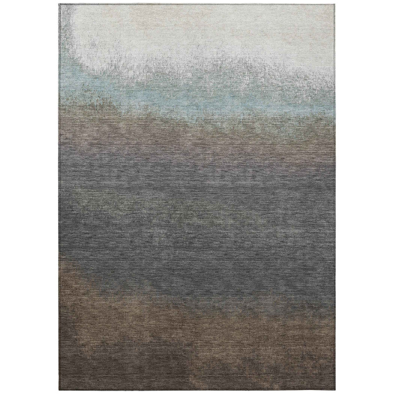 5' X 8' Brown And Beige Ombre Washable Indoor Outdoor Area Rug