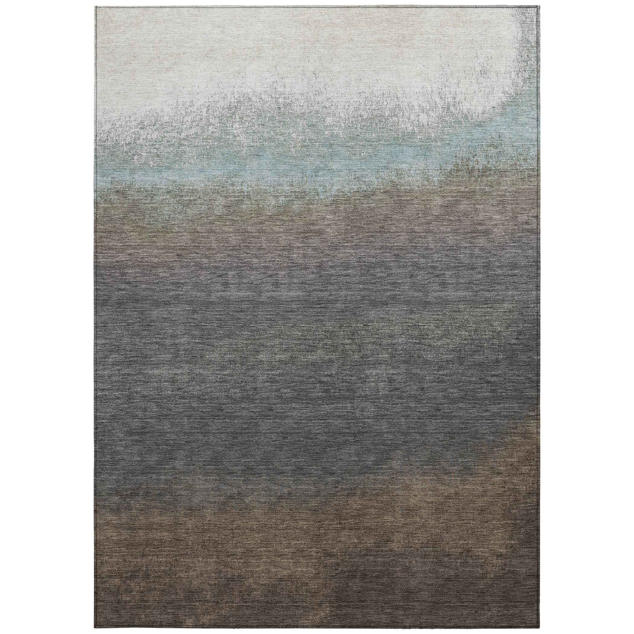 5' X 8' Brown And Beige Ombre Washable Indoor Outdoor Area Rug