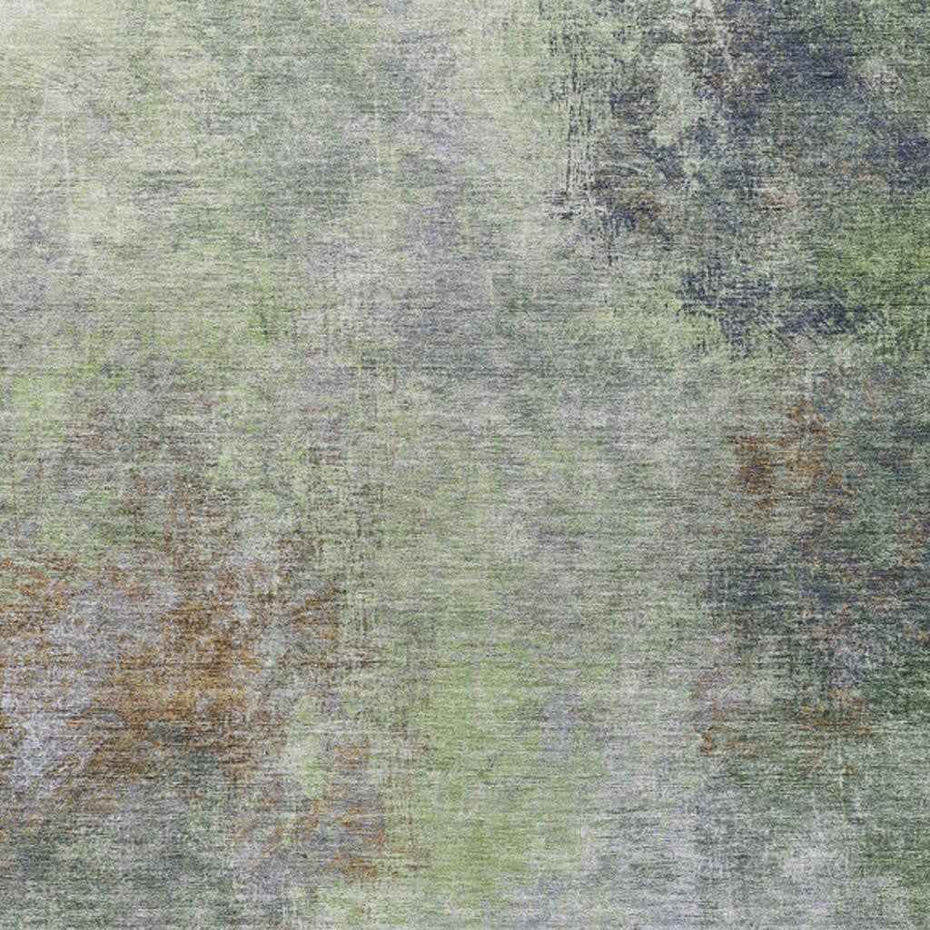 3' X 5' Fern Green And Copper Abstract Washable Indoor Outdoor Area Rug