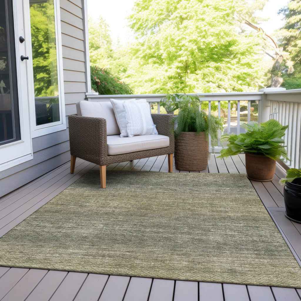 3' X 5' Fern Green And Gray Geometric Washable Indoor Outdoor Area Rug