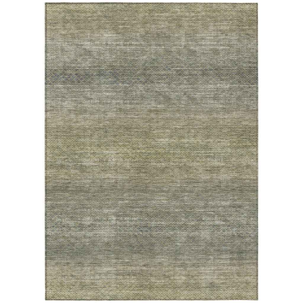 3' X 5' Fern Green And Gray Geometric Washable Indoor Outdoor Area Rug