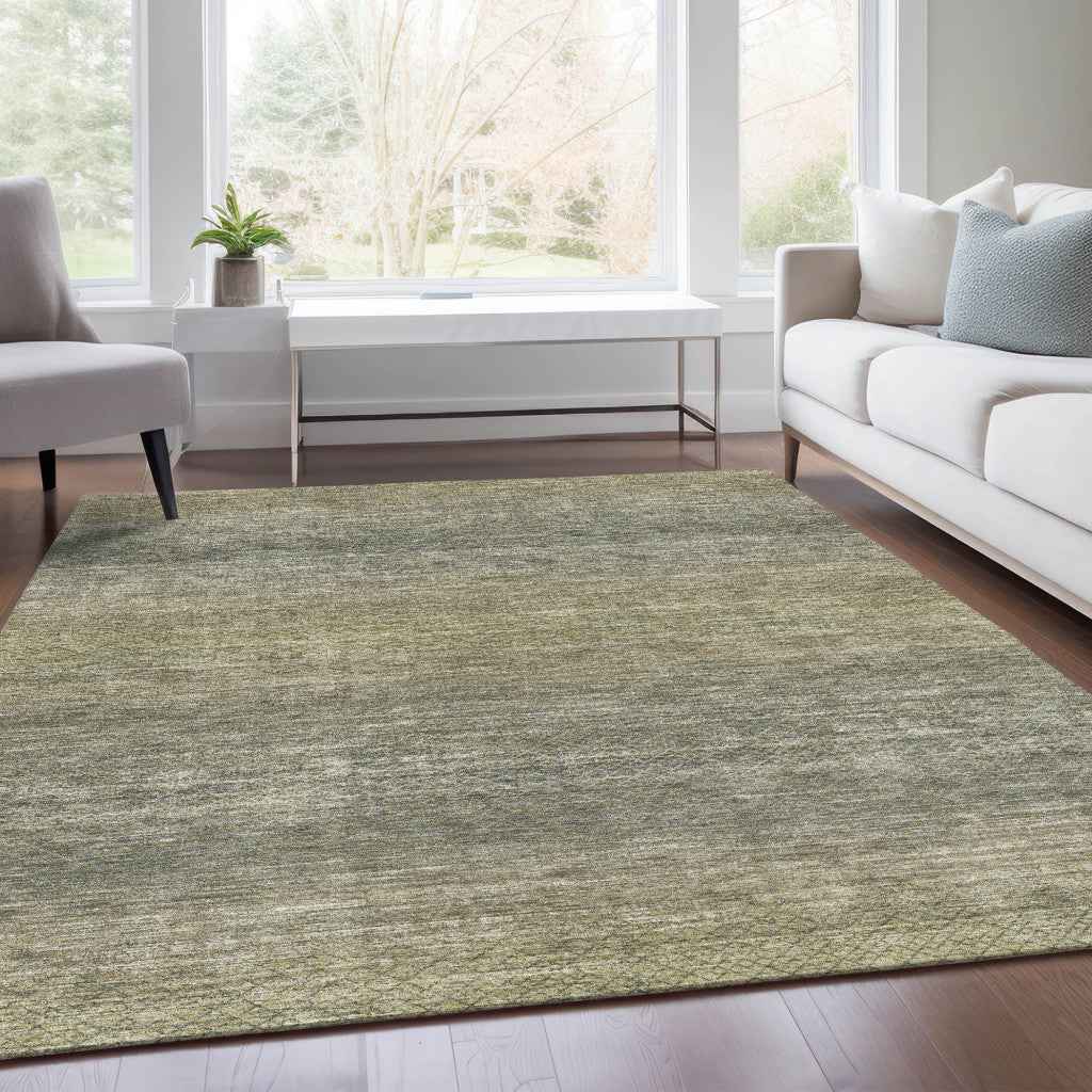 3' X 5' Fern Green And Gray Geometric Washable Indoor Outdoor Area Rug