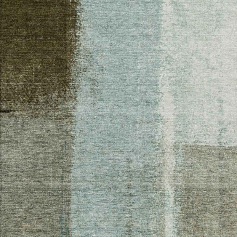 5' X 8' Pale Aqua And Beige Abstract Washable Indoor Outdoor Area Rug