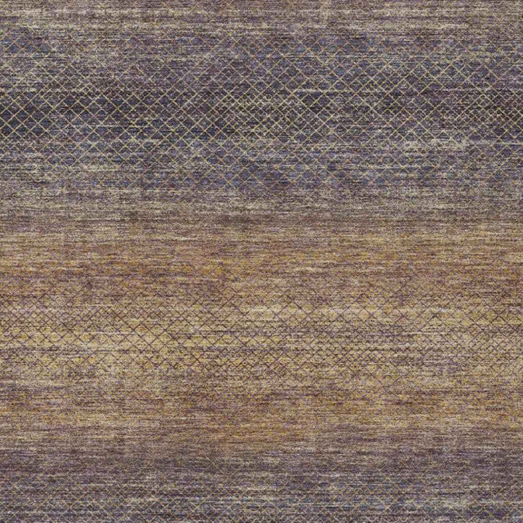 3' X 5' Eggplant And Brown Geometric Washable Indoor Outdoor Area Rug