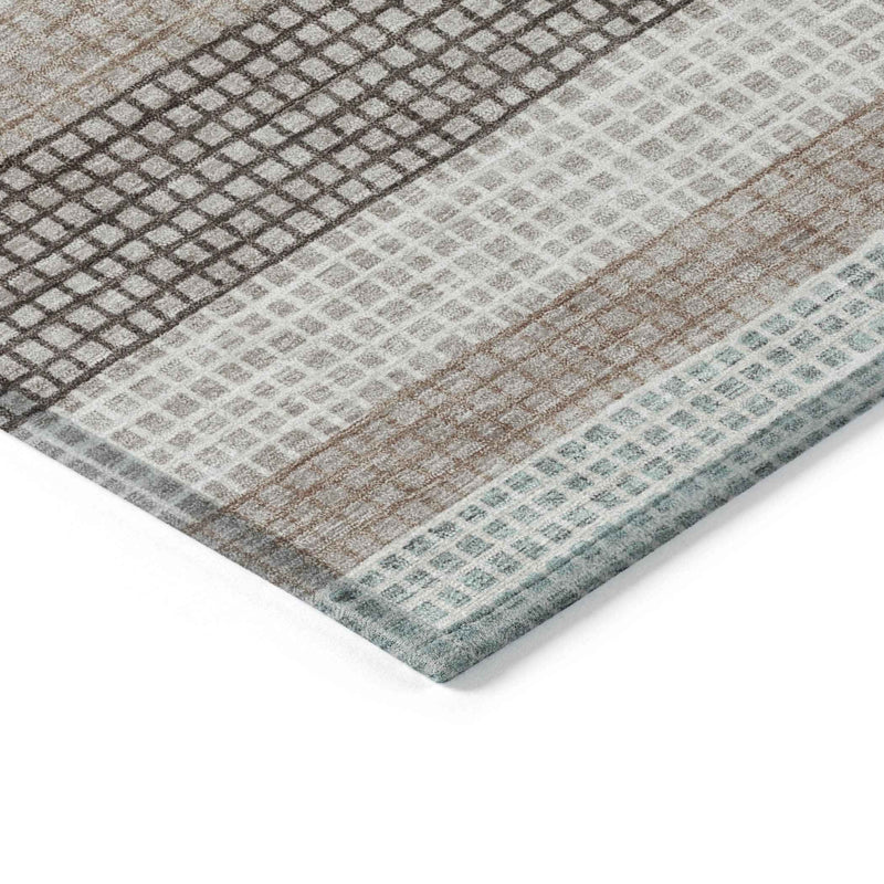 3' X 5' Taupe And Ivory Striped Washable Indoor Outdoor Area Rug