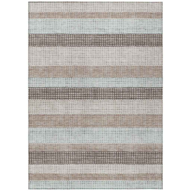 3' X 5' Taupe And Ivory Striped Washable Indoor Outdoor Area Rug