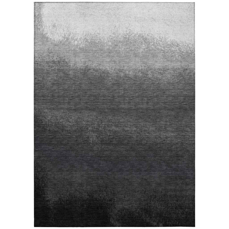9' X 12' Gray And Silver Ombre Washable Indoor Outdoor Area Rug