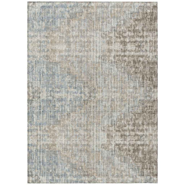 9' X 12' Beige And Gray Geometric Washable Indoor Outdoor Area Rug