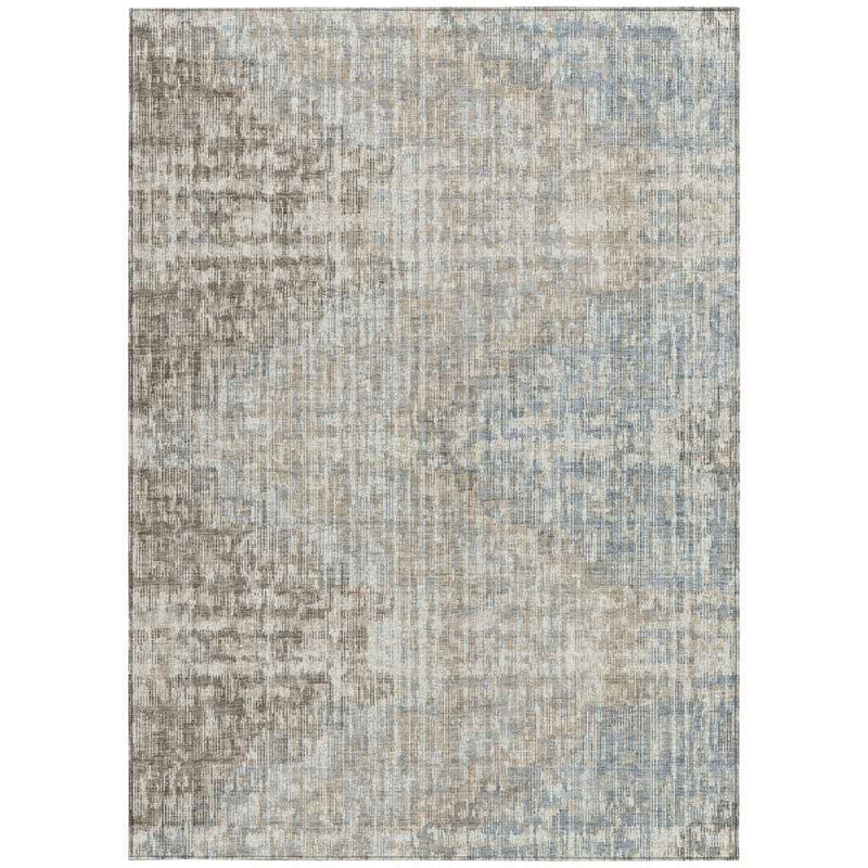 9' X 12' Beige And Gray Geometric Washable Indoor Outdoor Area Rug